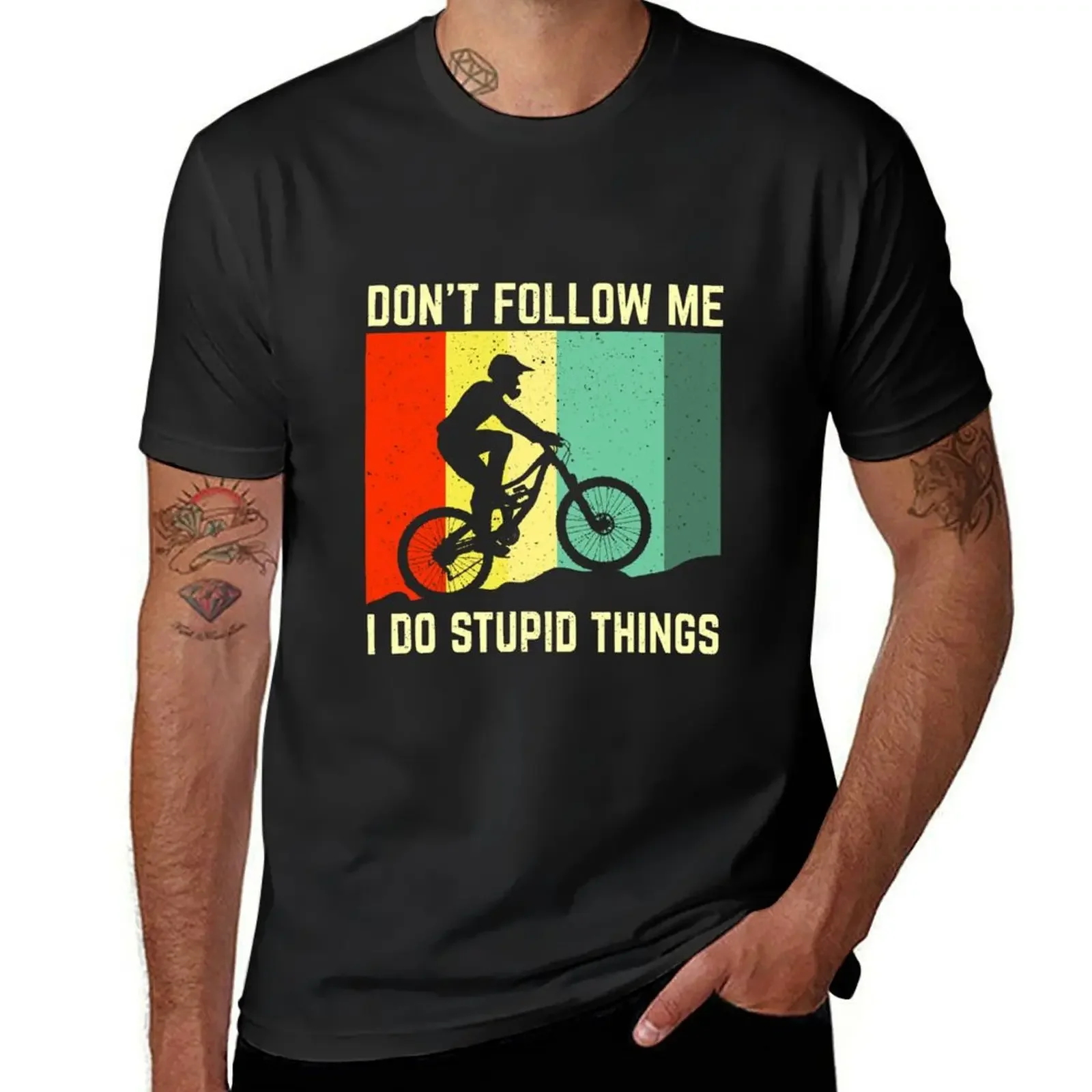 

Don't Follow Me I Do Stupid Things, Biking Vintage T-Shirt man clothes quick drying summer tops t shirt for men