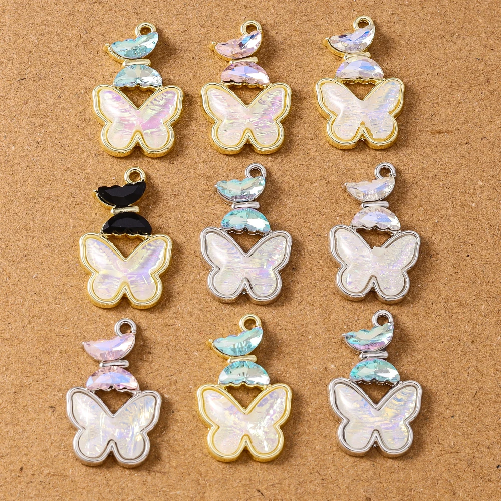 

5pcs 24*16mm Gemstone Crystal Butterfly Charms Pendants for Necklace Bracelet Earrings DIY Jewelry Accessories Supplies