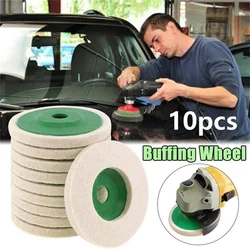 10pcs 4 Inch Wool Buffing Grinding Wheel Felt Polishing Discs Pads Set for 100mm Angle Grinder Polishing Machine