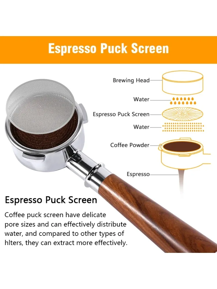 Sito do kawy espresso 0.2mm, uchwyt filtra do espresso 51/53/58.5mm, akcesorium do portafiltera Delonghi Breville, narzędzie baristy — 2