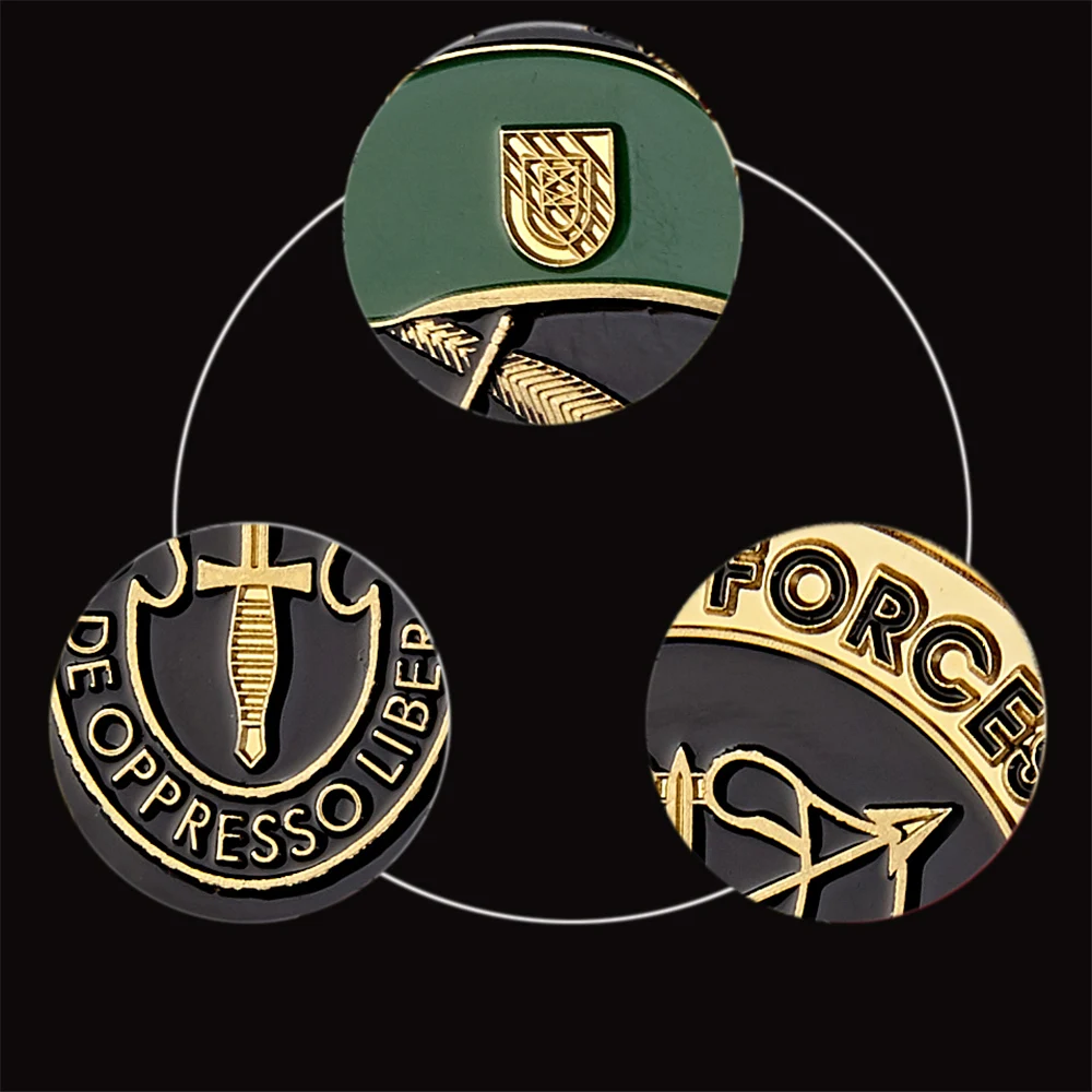 عملات معدنية للقوات الخاصة في الجيش الأمريكي قابلة للتحصيل ، قبعات خضراء ، ليبر للتحرر من القمع ، التحدي