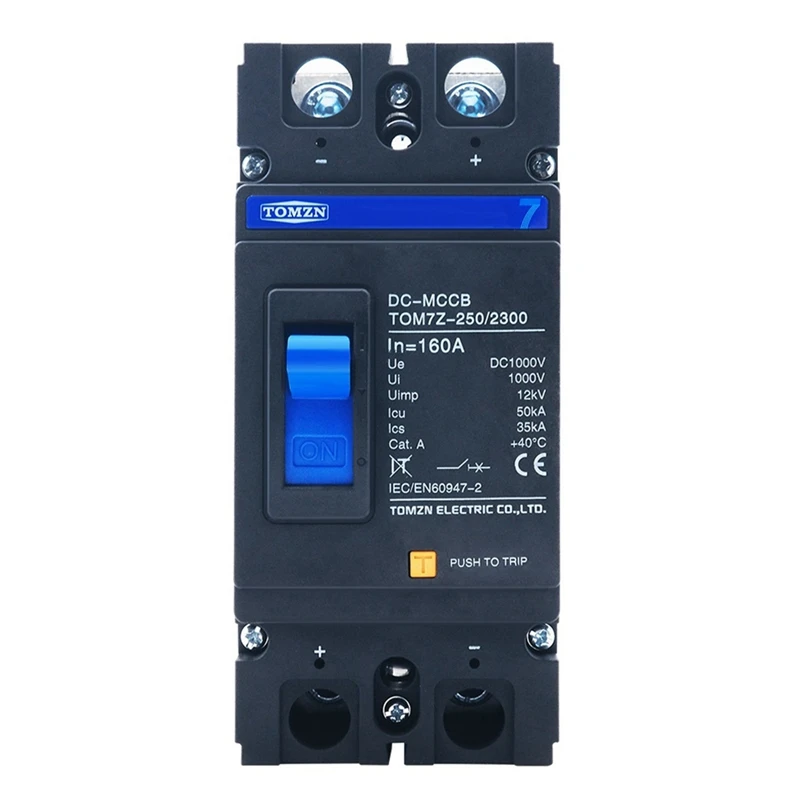 TOMZN 2P DC 1000V Solar Molded Case Circuit Breaker MCCB Overload Protection Switch Protector For Solar Photovoltaic PV