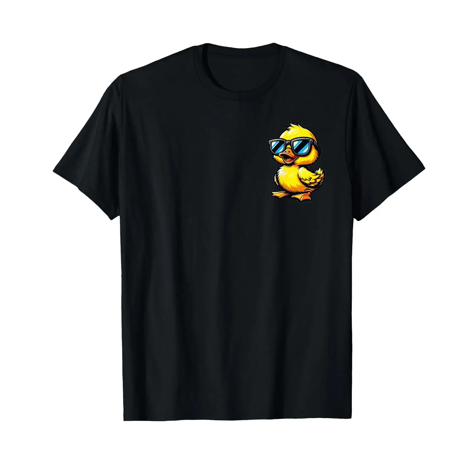 Duckling with Sunglasses Cool Duck Glasses T Shirt black vintage Washed Casual fashion graphic Stylish Breathable
