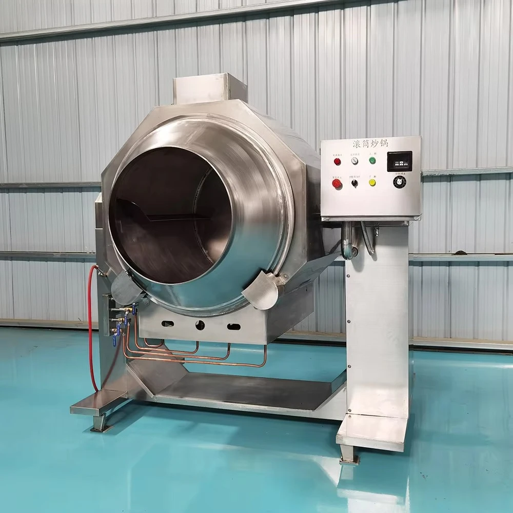 Commercial Automatic Drum Cooking Machine 304 Stainless Steel Stir Fry Machine Large Capacity Restaurant Kitchen Equipment