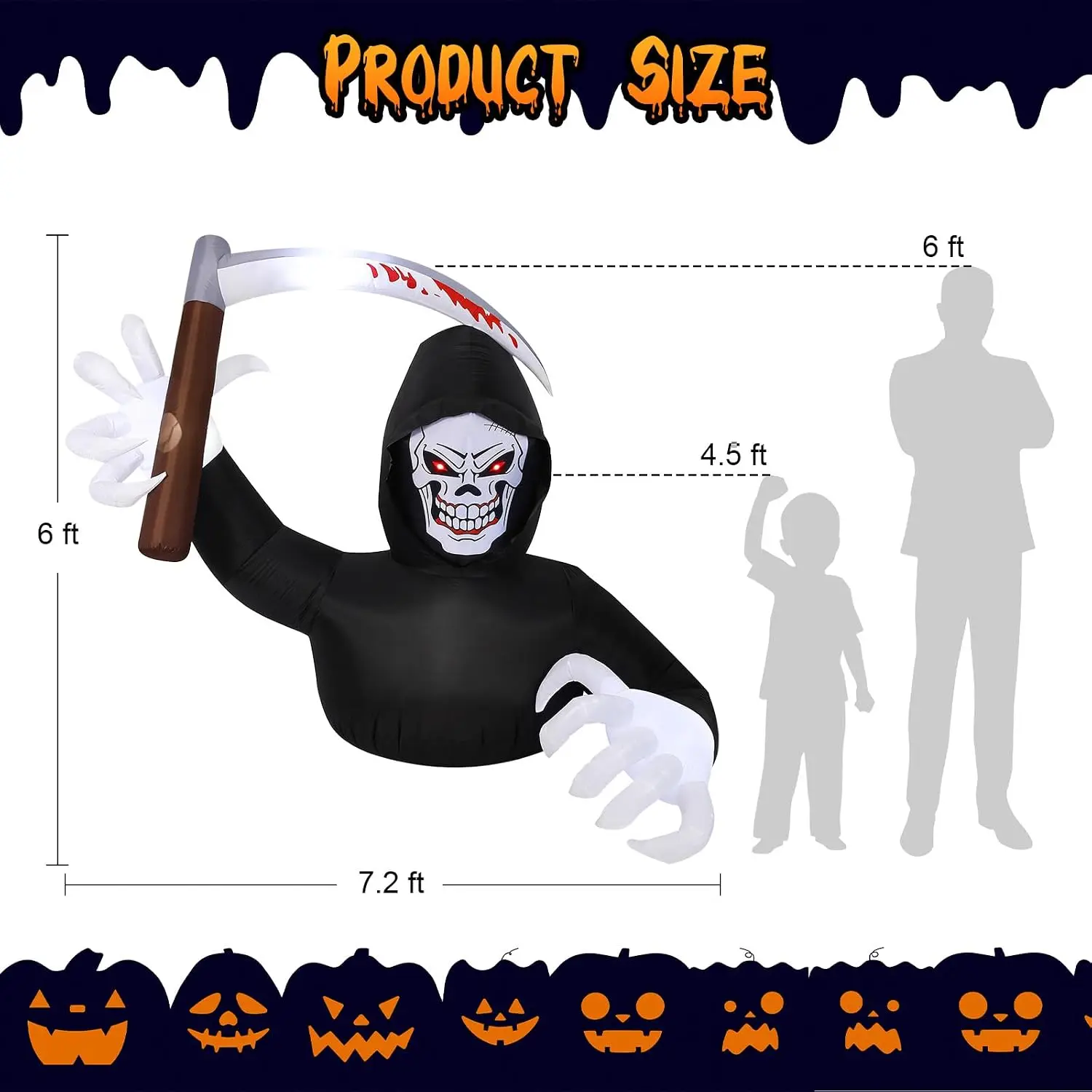 Outdoor Halloween Inflatable Grim Reaper Decor 7 2 Ft
