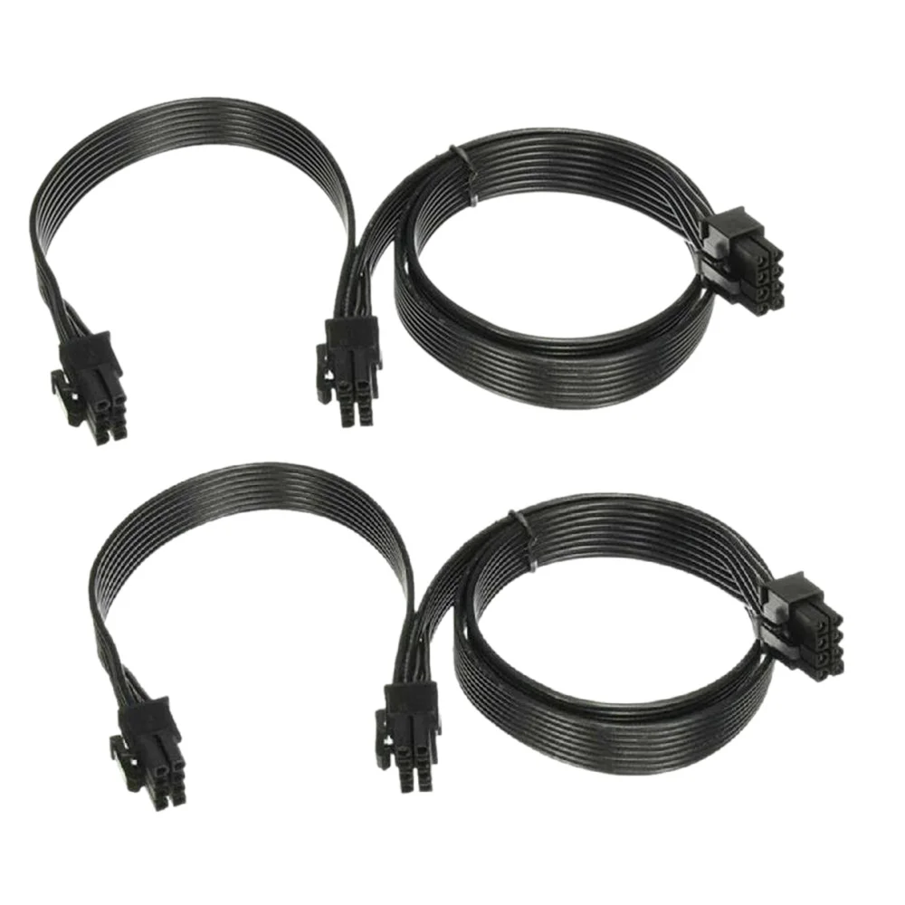 ABRI-2Pcs ATX CPU 8 Pin Male To Dual Pcie 2X 8 Pin (6+2) Male Power Adapter Cable For Corsair Modular Power Supply(60Cm+20Cm)
