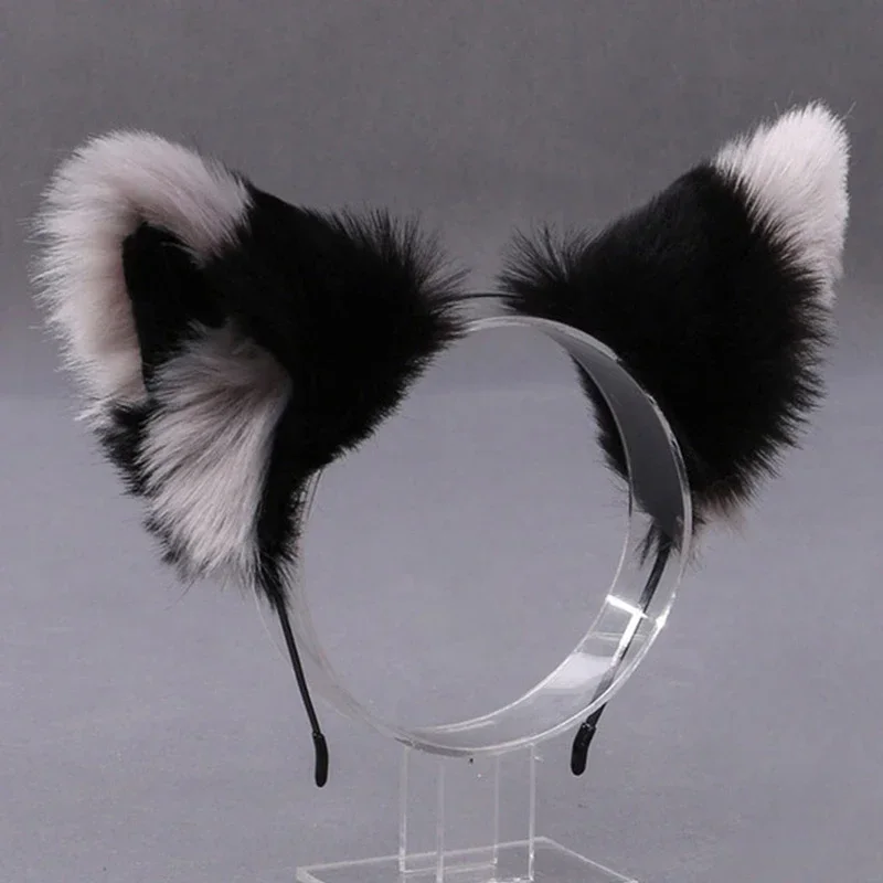 Diadema con orejas de gato para niña, banda para el pelo Kawaii Lolita, animación de Halloween, pelo artificial, accesorios para el cabello de Halloween