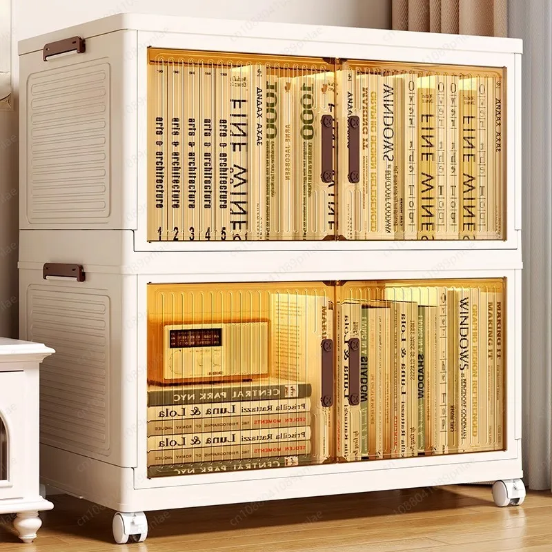 

Medium Four-layer Book Storage Box 45cm Wide Transparent Foldable, Classroom Student Book Storage Box Free Wheel