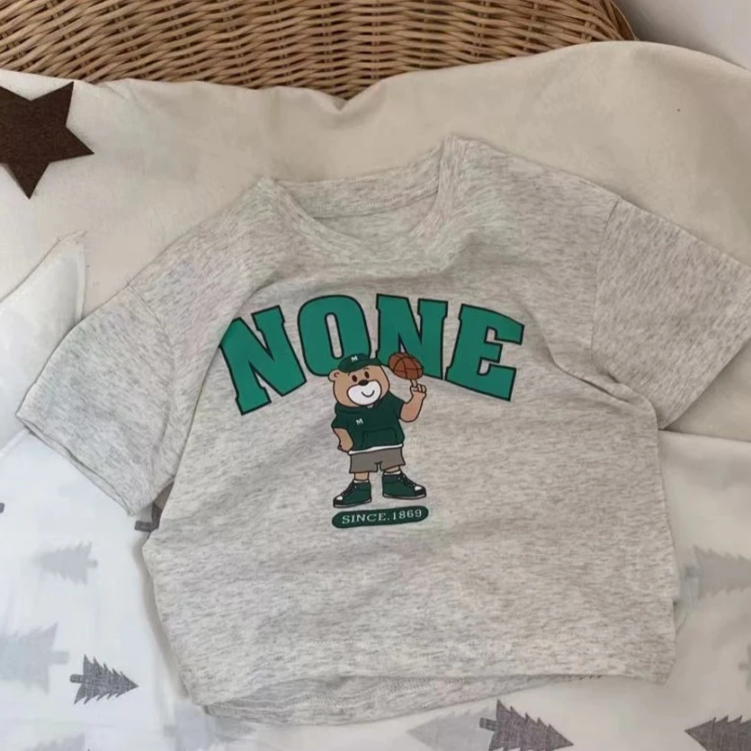 Small Kid Round Neck Tees Children Casual Crew Neck Pullover T-Shirts Lightweigh Clothing Toddler Daily Wear Costume Pullover