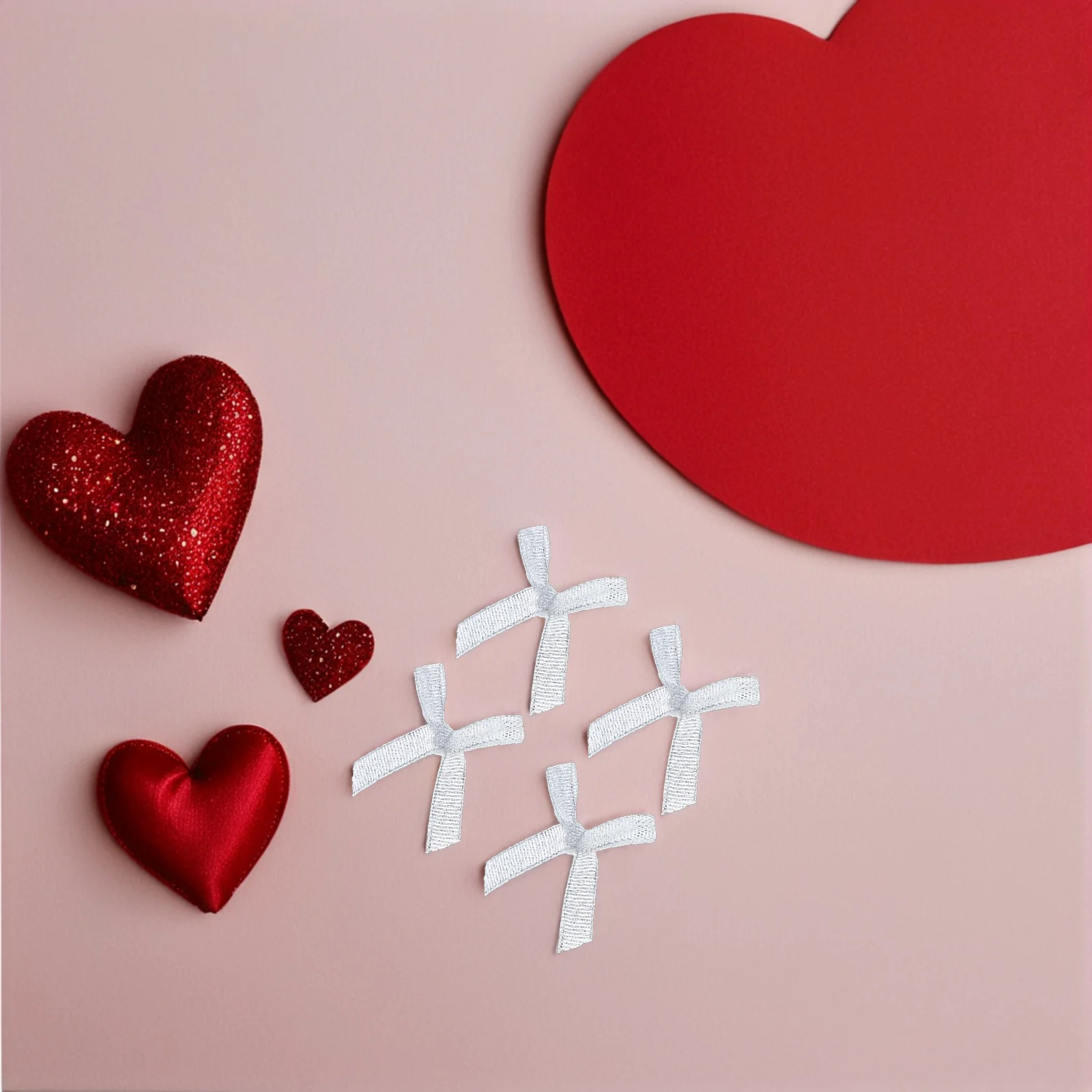 

100pcs Pink Pre-Tied Satin Bows 2X2 Inch For Diy Wedding Party Scrapbooking Craft Decoration Ribbon Bowknots Mini Bows