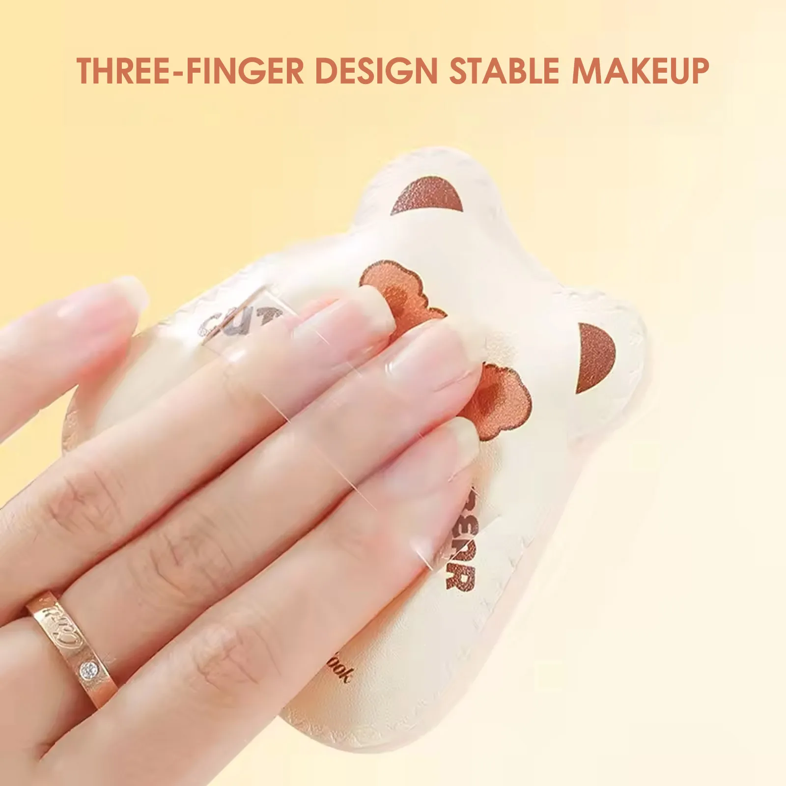 マシュマロのような柔らかくふわふわしたメイクアップ用ブレンドスポンジ かわいいクマのデザイン 乾湿両用 化粧道具 学生向け 美容必需品