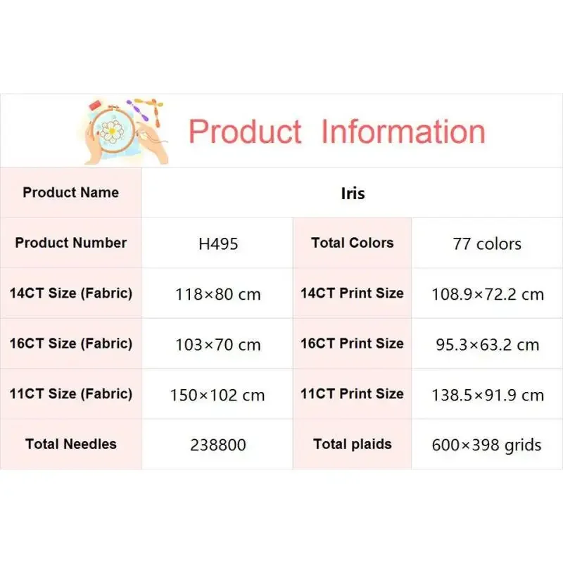 Iris NKF kwiatowy wzór zestaw do haftu krzyżykowego DIY zestaw do haftu ręcznego Aida 14ct 11ct 16ct płótno z nadrukiem robótki dekoracje do domu