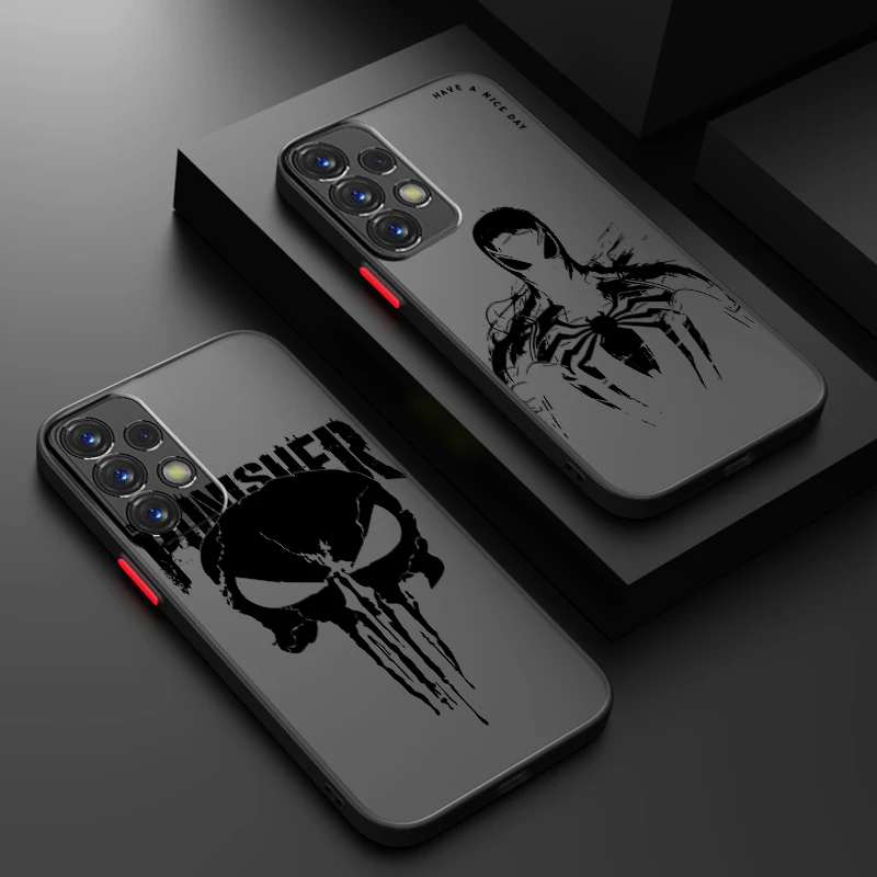 Luxury Marvel Punisher Venom Frosted Translucent For Samsung Note 20 A35 A03 A54 A31 A22 A34 A14 A24 A04 A55 5G TPU Phone Case