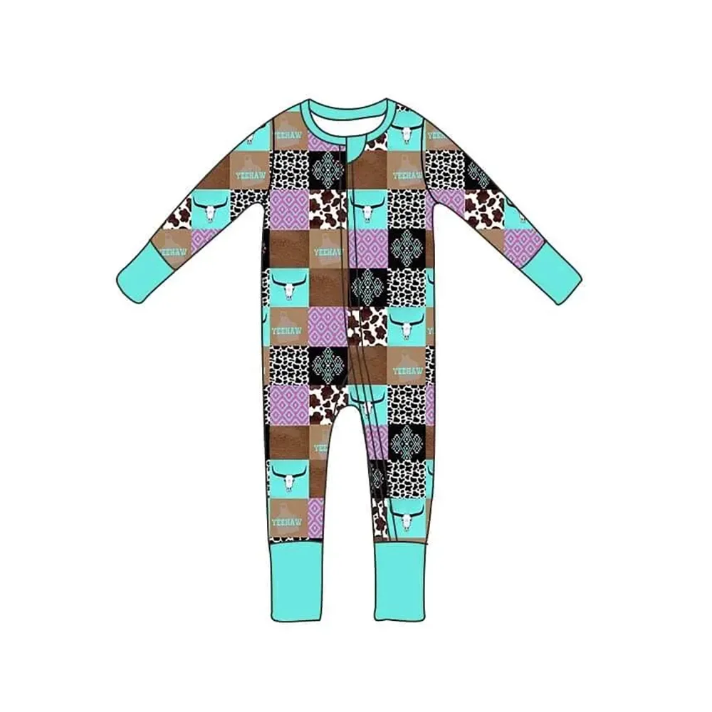 Boutique Baby Pajamas Zipper Footed Baby Sleeper Baby Western Romper Milk Silk Baby Pajamas Clothing Custom Baby Sleeper