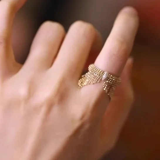 مجوهرات إيطالية عالية طبق الأصل 14k الذهب معبأ شبكة شرابة خواتم كوكتيل للنساء بيان أنيق حفلة فنجر باند الإكسسوار #4