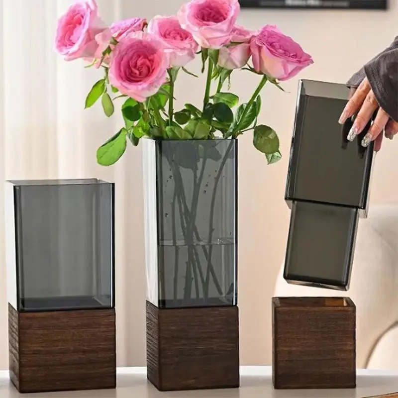 QX2E Shatterproof Acrylic Flower Vases with Base Centerpieces Decorative Flower Vases