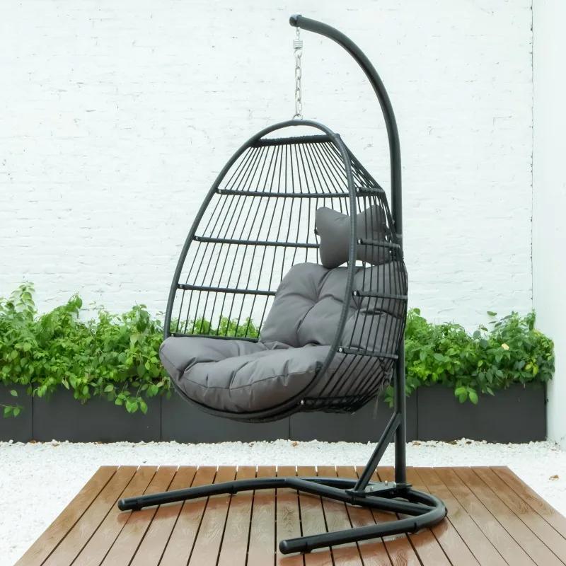 في الهواء الطلق سلة معلقة الأثاث في الهواء الطلق سوينغ كرسي معلق واحد للطي حديقة فناء فيلا شرفة كرسي متأرجح بسيط #1