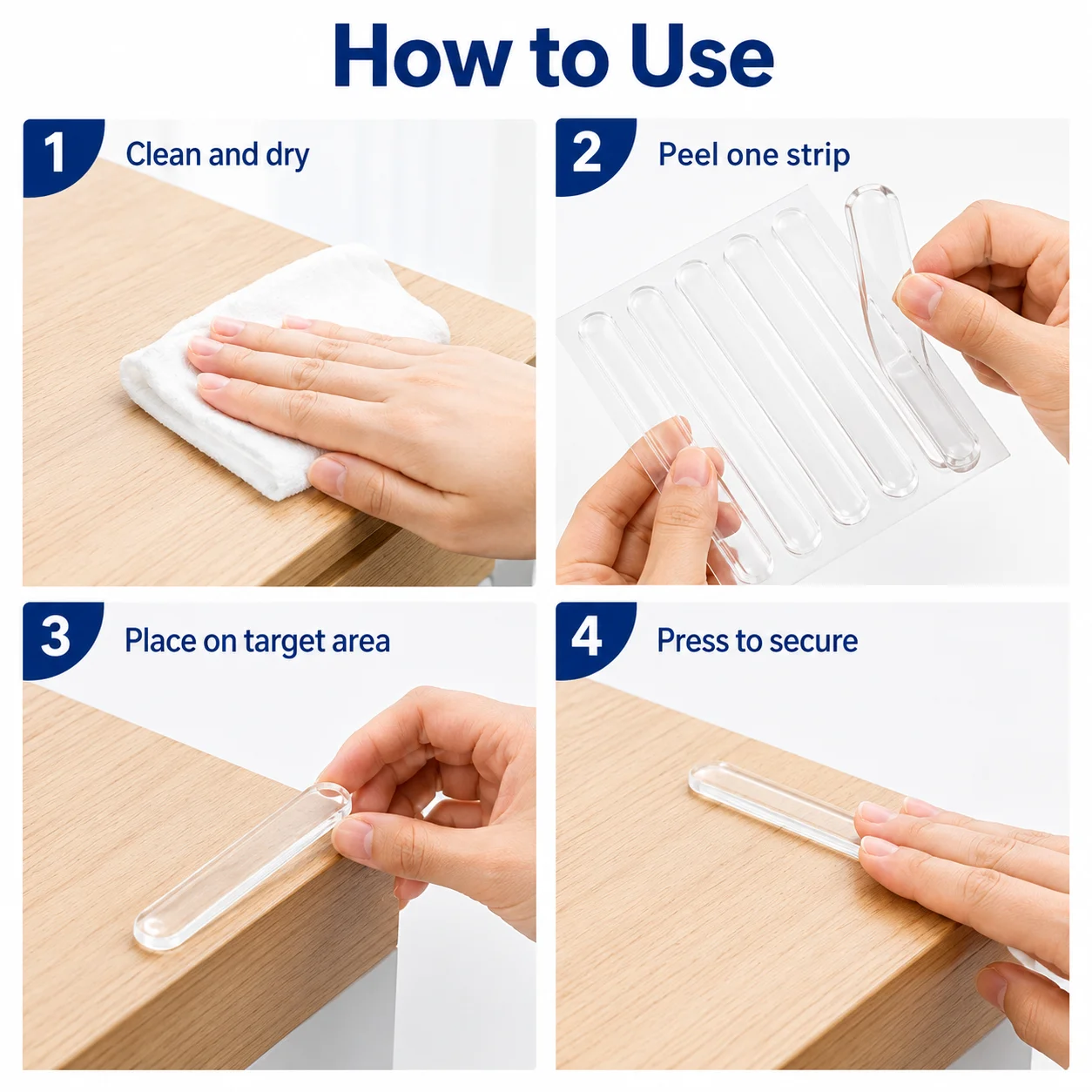 1-20Pcs Clear Silicone Bumper Strip Self Adhesive Cabinet Door Protector Pads Furniture Wall Corner Guard Buffer Cushion Pad view 2