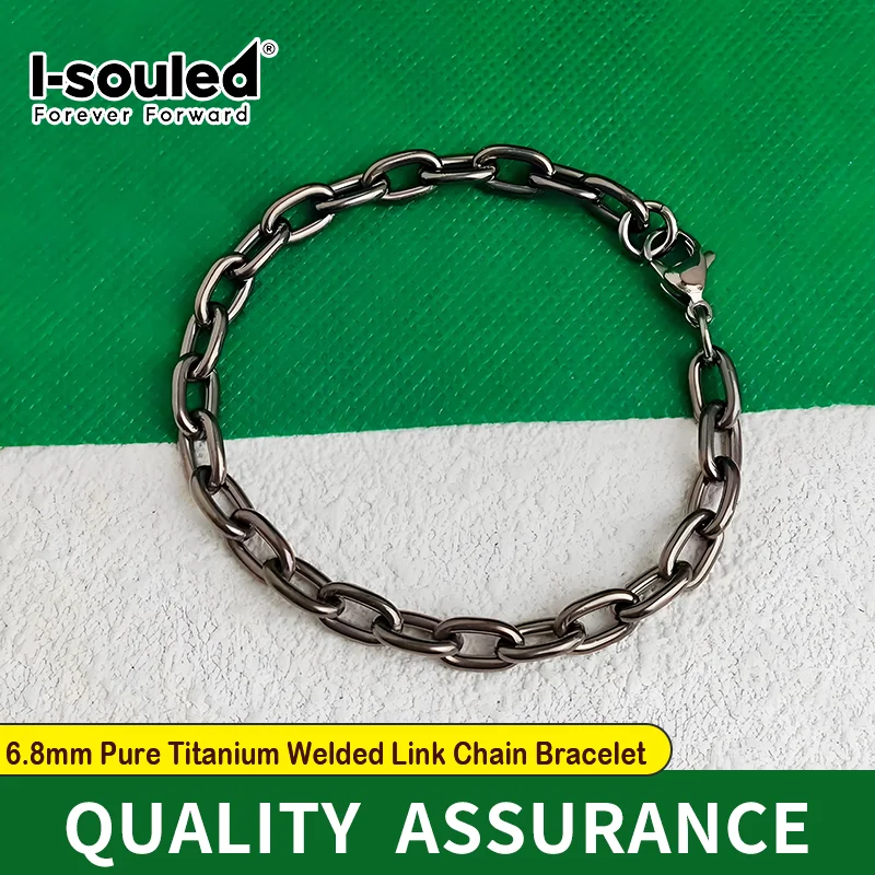 

6.8MM Genuine Titanium Anchor Chain Bracelet for Men - Hypoallergenic Nautical Jewelry, Fade-Proof
