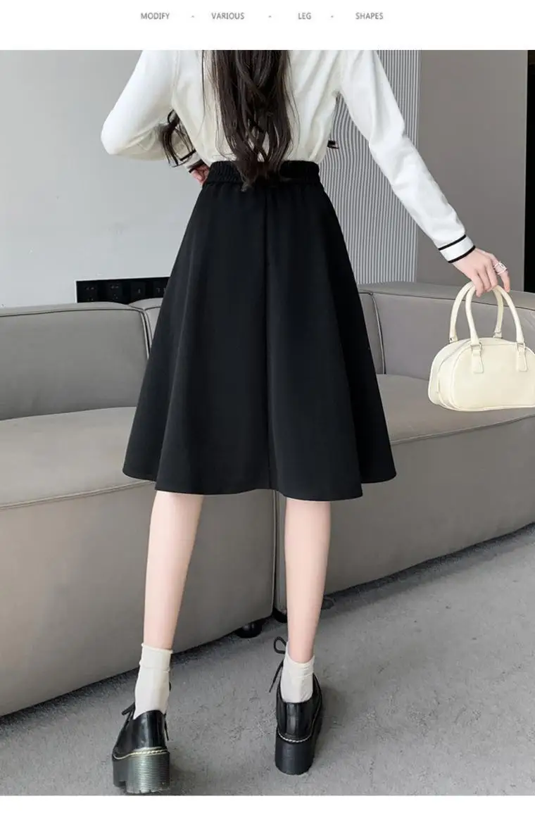 Hepburn Wind Rok Tweed Half-Body Rok Vrouwen Herfst Winter Nieuwe Middelste Rok Tot Knie Hoge Taille Temperament Rok Geplooide Rok