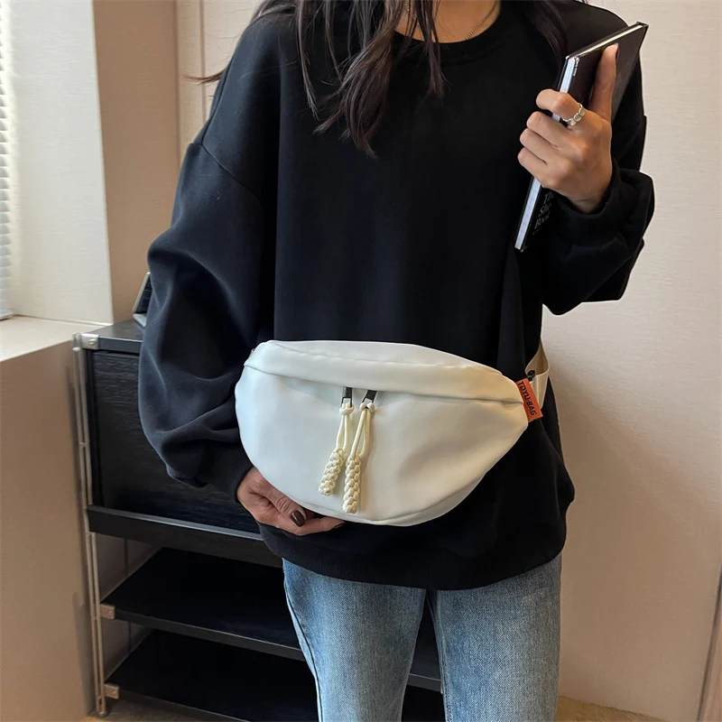 Cow Print Canvas Belt Bags for Women Fashion Fanny Pack Female Banana Waist Bag Hip Purse Shoulder Crossbody Chest Bag Pocket