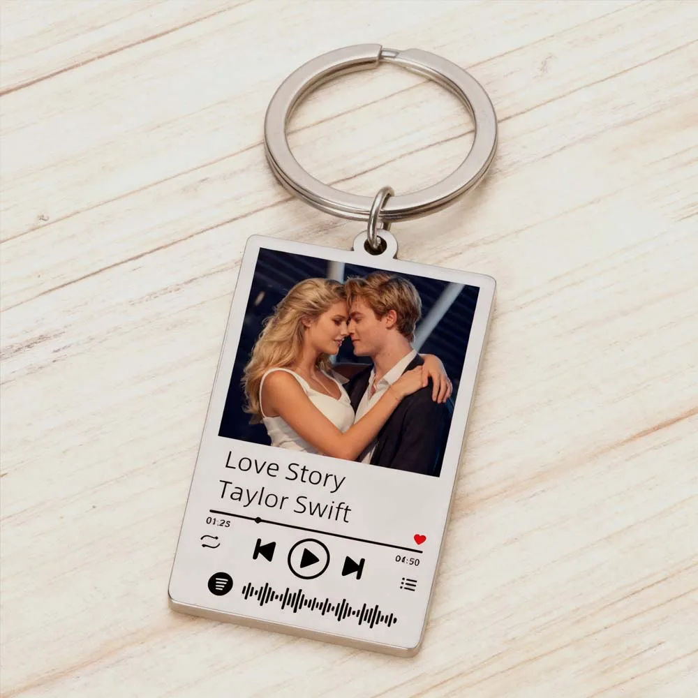 الموسيقى أغنية زوجين طباعة الطلب اسم الصورة المفاتيح شخصية مخصصة هدية للنساء الرجال الأسرة الفولاذ المقاوم للصدأ مفتاح سلسلة حلقة #4