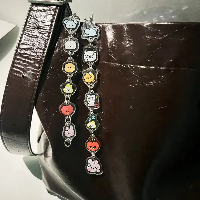 Kawaii BT21 Acryl-Schlüsselanhänger Cartoon-Anhänger Rucksack-Accessoire Paar Niedlicher Anhänger CHIMMY COOKY KOYA TATA Anime Geschenk Spielzeug