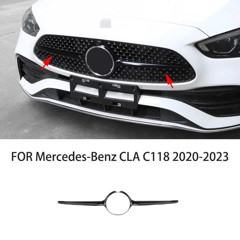 

FIT FOR Mercedes-Benz CLA C118 2020-2023 black Carbon fiber Cover TrimSand barrier strip Grille engine hood decoration molding