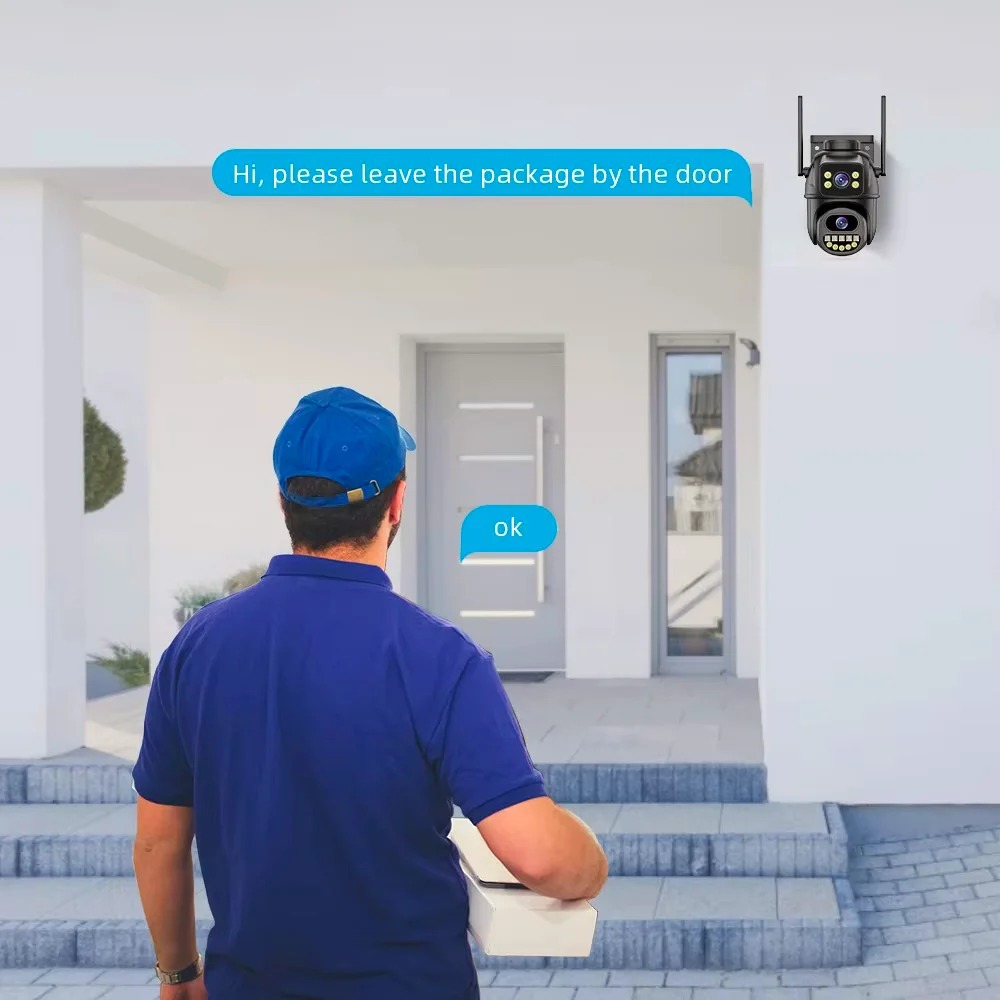 Beveiligingscamera Buiten 6MP WiFi PTZ Buiten Dubbele lens Huisbeveiligingscamera's Tweerichtingsgesprek AI-detectie Full-Color Nachtzicht