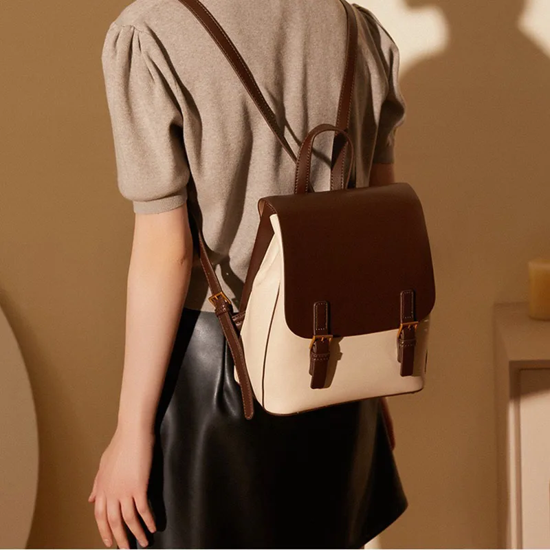 2026 New Simple Women's Large Capacity Backpack Leather Multi functional Travel Backpack