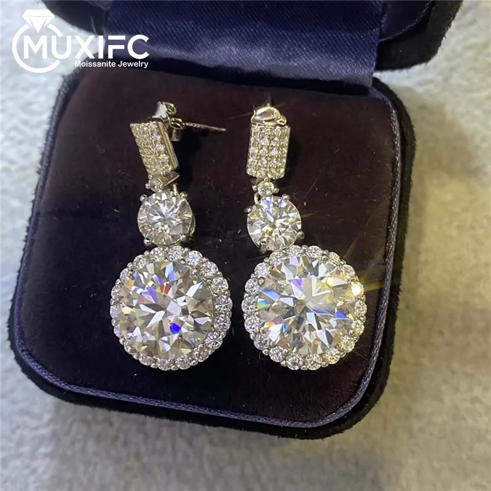 

Женские серьги-капли CTTW с муассанитом, круглый вырез, цвет D, лабораторные серьги-подвески с бриллиантами, ювелирные изделия-гвоздики из стерлингового серебра 925 пробы