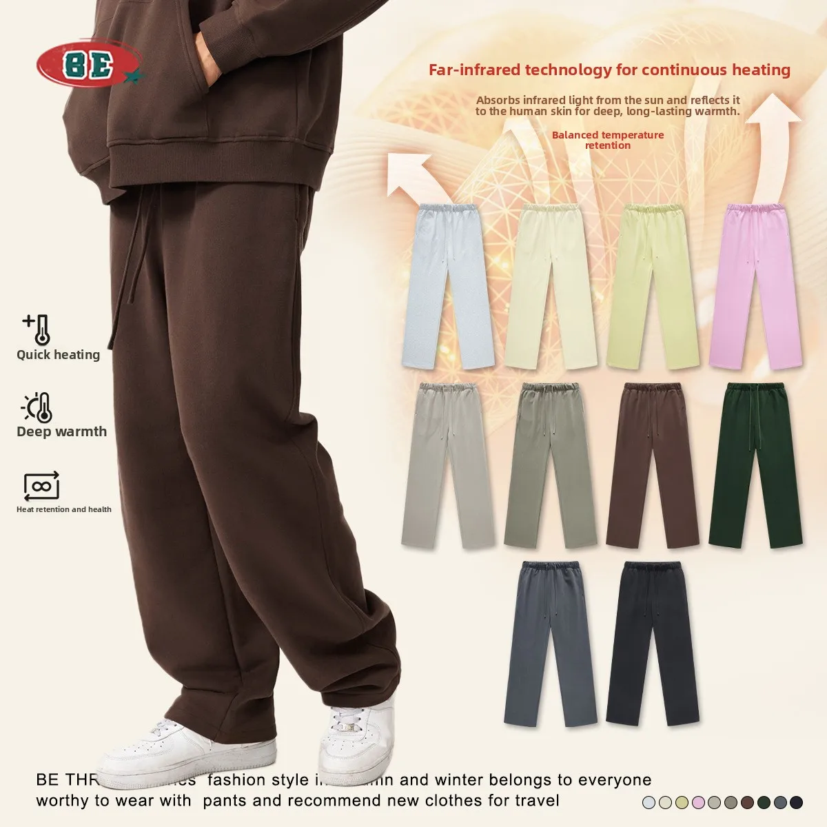 

Loose Casual Men's Straight Leg Sweatpants Autumn Winter New Sle Couple's Color Spor Long Trousers Youthful Energy