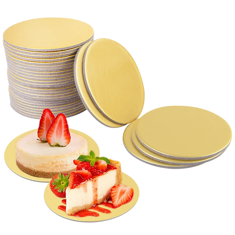 Round Gold Cake Circle Cardboard Cake Drums Cake Base Plate Board Turntable Tiramisu Mousse Cake Cheesecake Decorations Tool