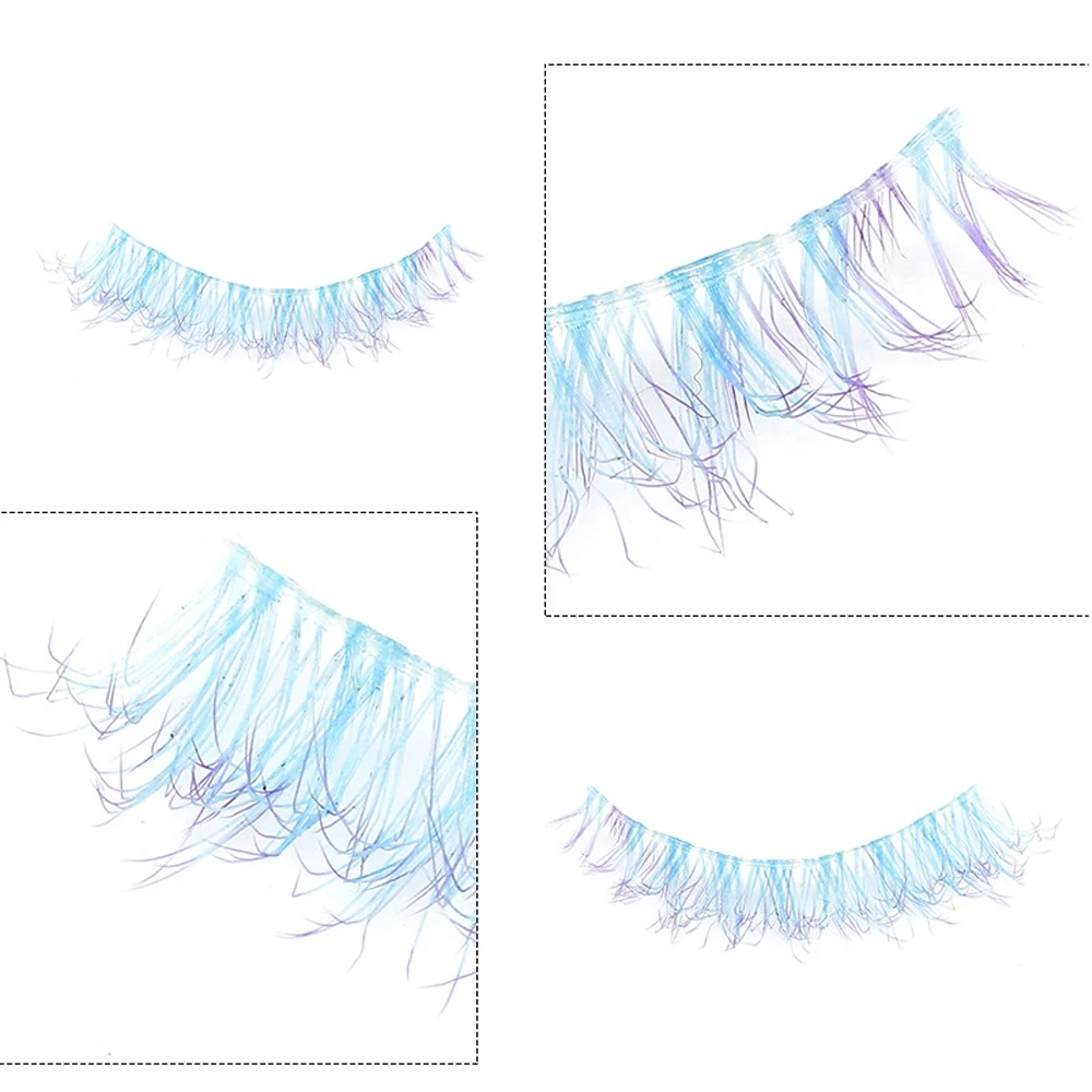 3 ペアブルー色ふわふわまつげ長く厚いコスプレ COS ショーアイまつげハロウィンパーティー COS まつげエクステンション