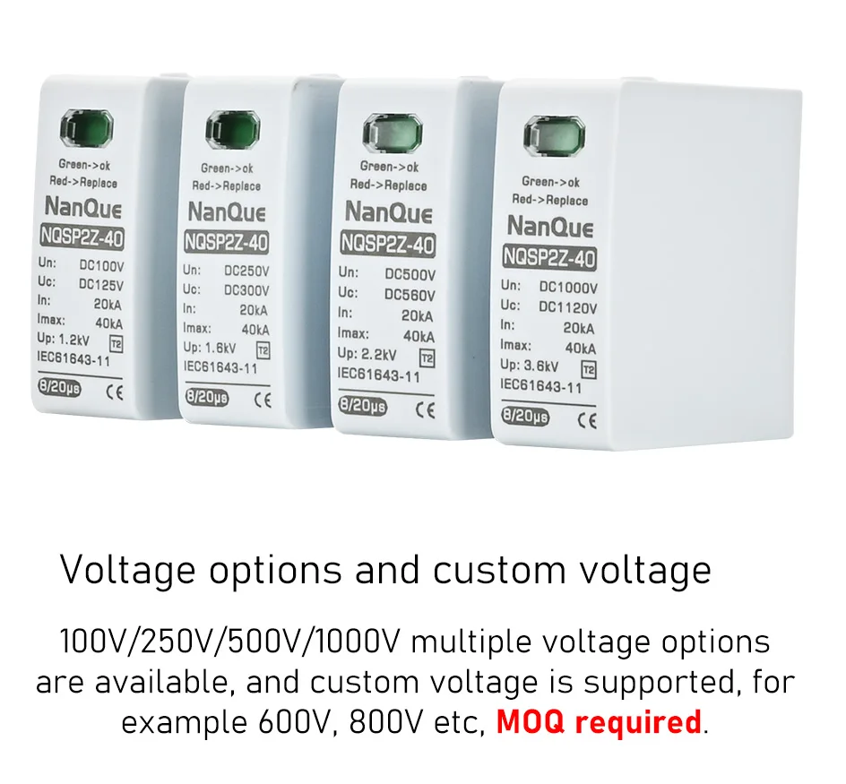 NQSP2Z DC SPD Modul 100/250/500/800/1000V Spannung Überspannungsschutz Ersetzen Modul 40KA T2 Ebene – Detail 4