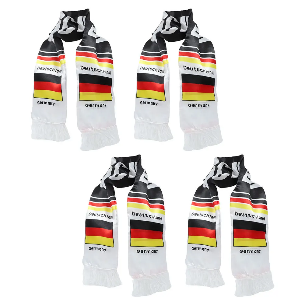 

4Pcs Football Fan Scarves Soccer Knit Scarf National Team Germany Flag Design Traditional Scarf Sports Event Accessory