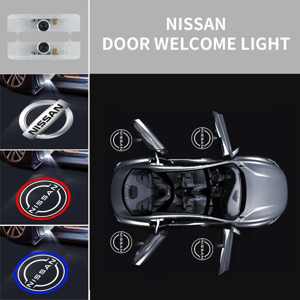 2/4PCS LED Car Door Welcome Lights 3D Laser Projector Lamp Auto Decoration Accessorie For Nissan Altima AMADAR TITAN Pathfinder