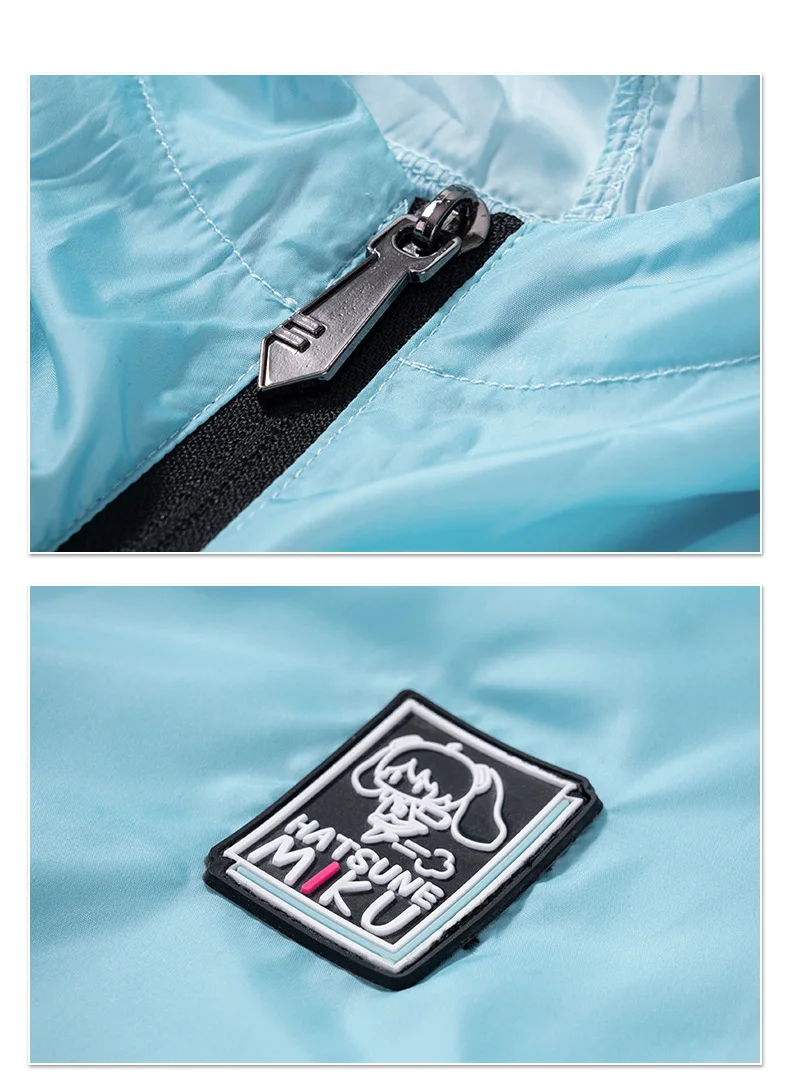 حار هاتسون ميكو الرجال النساء هودي سترة الحماية من الشمس الأشعة فوق البنفسجية مقاومة في الهواء الطلق عادية Vocaloid زي يندبروف معطف الملابس ﻿