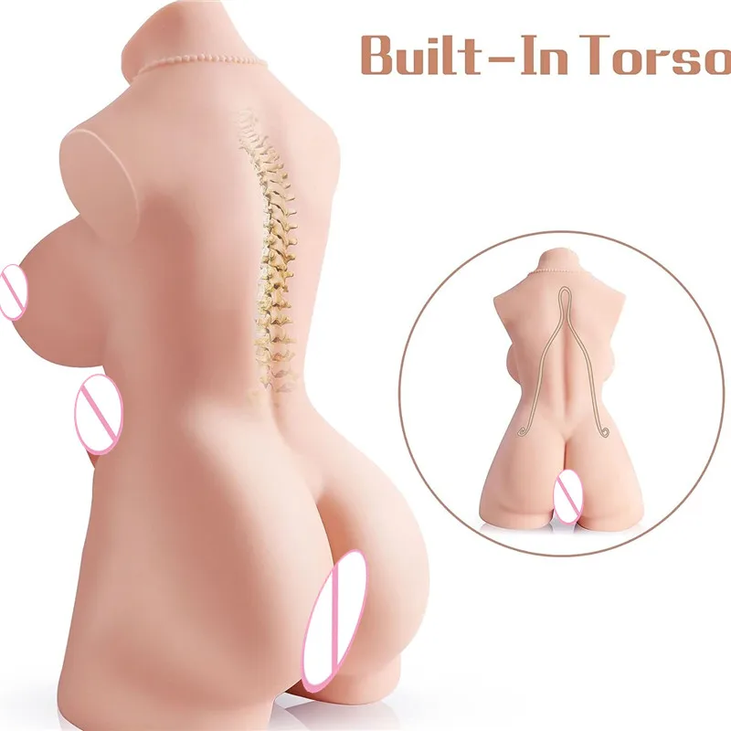 Realistic Shemale Torso with Dildo Couples Unisex Sex Dolls Women Men Masturbation Penis Doll with Soft Breast Adult Sex Toys