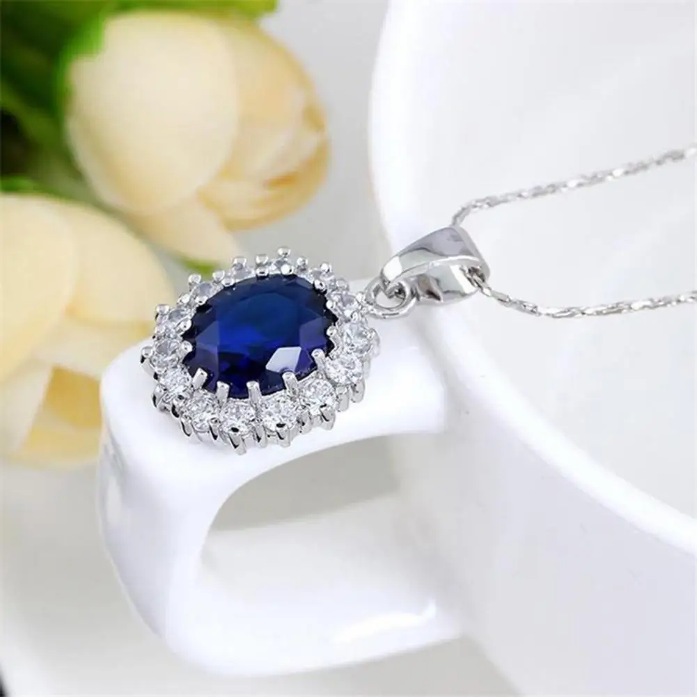 Fashion Necklace Faux Sapphire Rhinestone Jewelry Set Ladies Jewelry Necklaces And Earring Set Jewelry For Woman