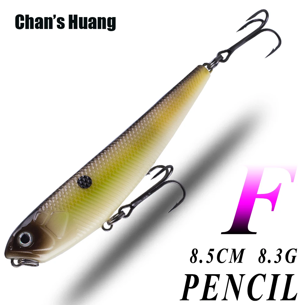 Chan\'s Huang Topwater Bait Wobbler Artificial Hard Plastic Lures 8.5CM 8.3G / 3.34IN 0.29OZ Walking Spook Fishing Pencil Bait