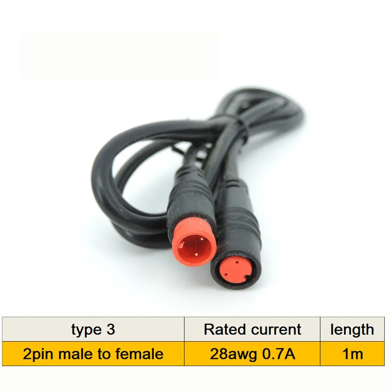 M8 2-Pin Kabelverlängerung 2-Pin Stecker-Buchse Wasserdichter Steckverbinder 24AWG 2A 28AWG 0,8A für Elektrofahrrad M20