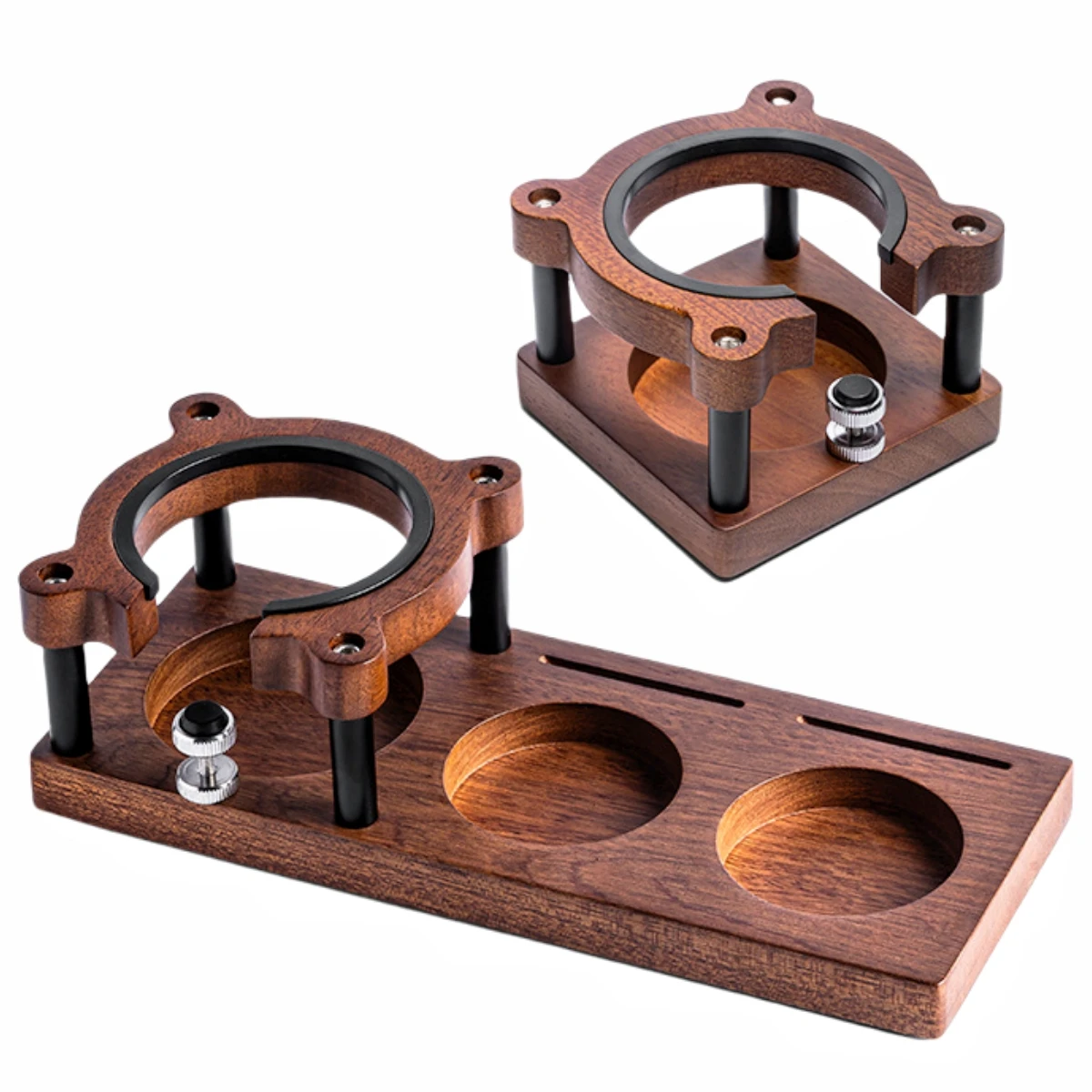 

1pc Wood Coffee Tamper Holder Wooden Espresso Tamper Stand Tamper Station Wooden Base Anti-Slip Coffe Portafilter Holder