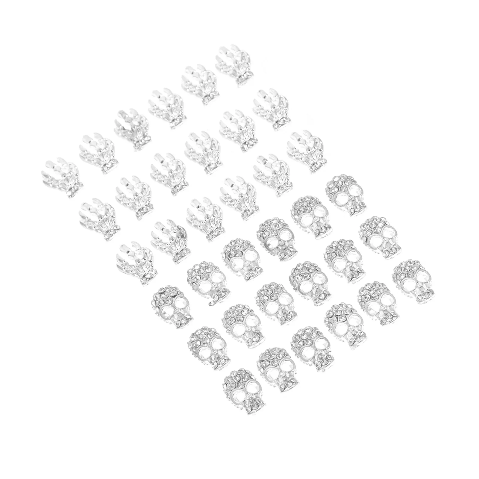 40Pcs 해골 머리 네일 스터드 매니큐어를위한 3D 장식품 DIY 네일 아트 장식 라인 석 쥬얼리 액세서리 매니큐어 스티커