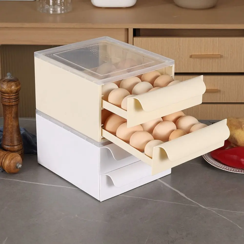 Pull-out Type Refrigerator Egg Storage Box Large Capacity Four Tier Egg Dispenser Household Space Saving Egg Organiser