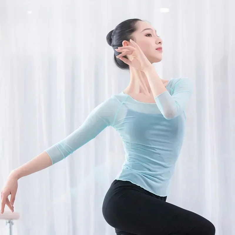 

Сексуальный сетчатый топ для танца живота для взрослых, прозрачная блузка, рубашка, длинный костюм для женщин, одежда для восточных танцев, одежда для танцоров