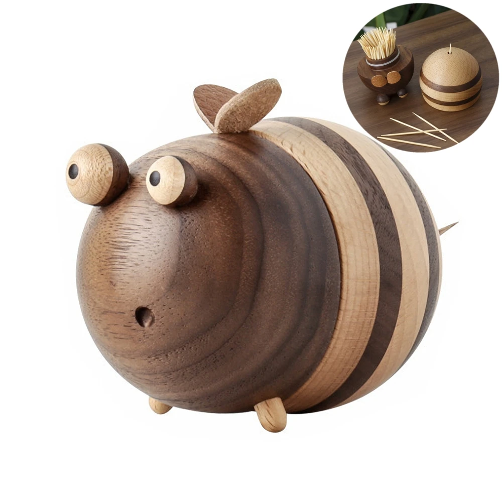 

Creative Toothpick Box Toothpick Dispenser Wooden Bee Shape Toothpick Holder Friends Gift Home Decor And Dining Room Decoration