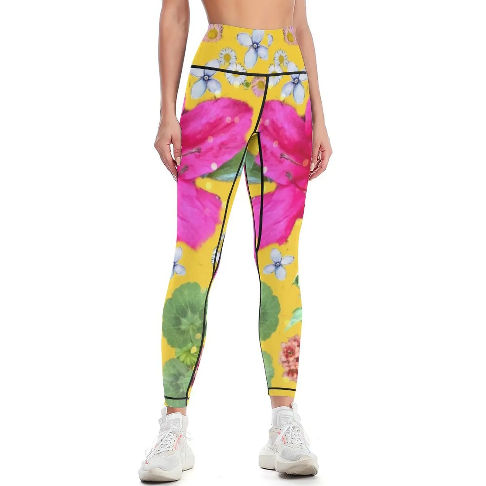 

Happy Floral Leggings Jogger pants high waist sports tennis for sports for push up Womens Leggings