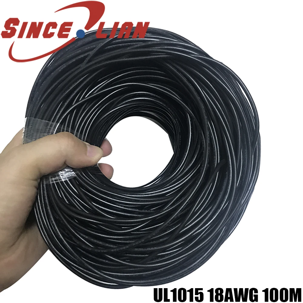 UL1015 PVC Tinned Copper Stranded Wire Cable Cord 600V 18AWG Black 0.75mm2 Lamp Environmental DIY Line Electron Conduct Wire