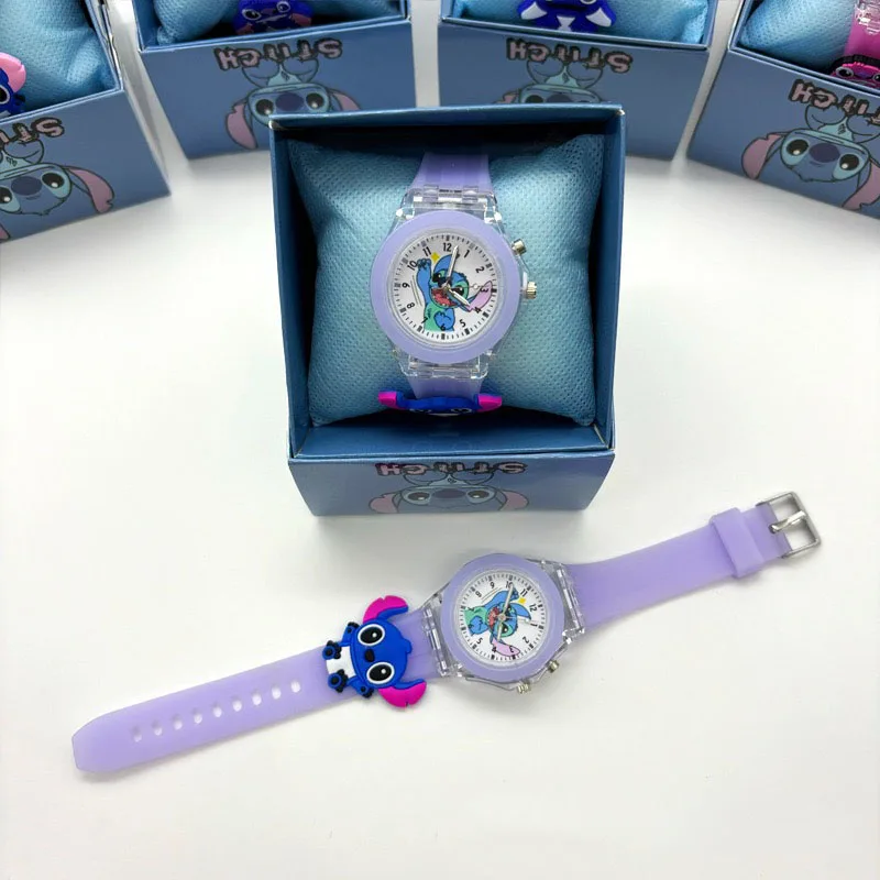 New Stitch Children Watches Silicone Strap Quartz Kids Watch Flash Light Children Watch Birthday Gift Childrens Watch Casual ﻿